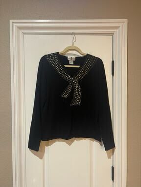 Once 1 Again Sweater Black Beaded Size Large